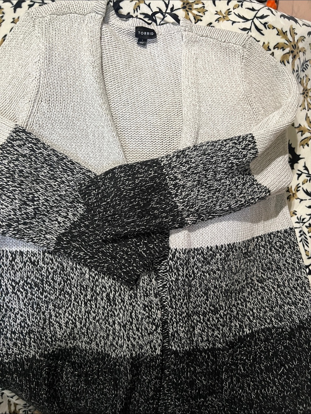 torrid Black & gray Colorblock Open-Front Cardigan